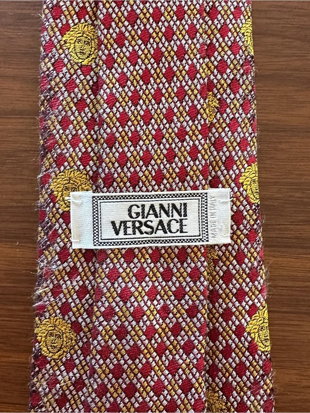 Gianni Versace Red & Gold Medusa Pattern Tie